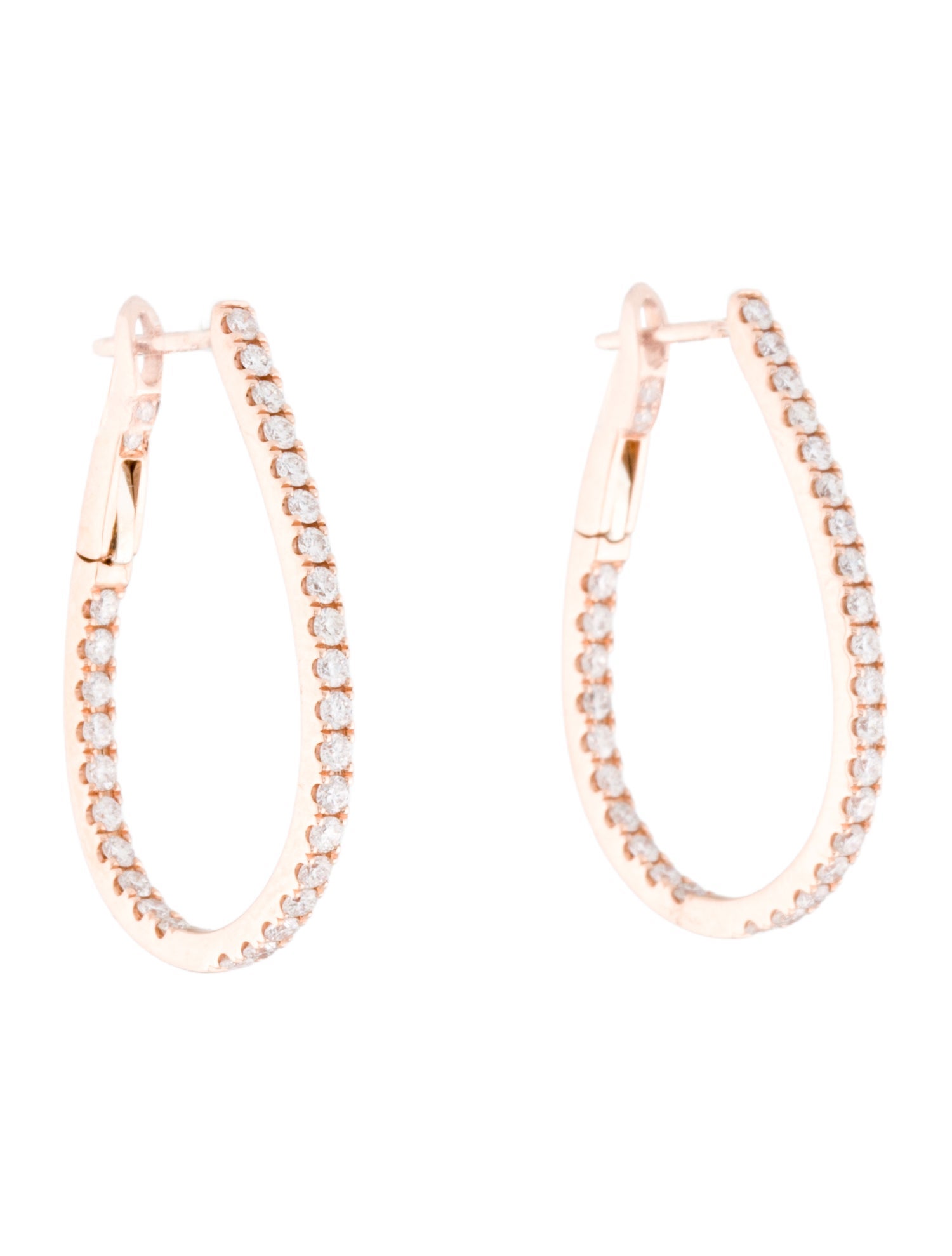 Earrings 14K Diamond Tear Drop Hoop