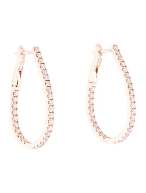 Earrings 14K Diamond Tear Drop Hoop Earrings