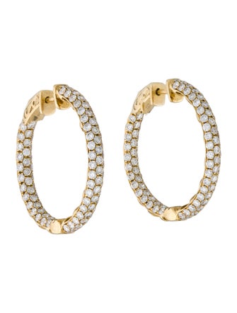 Earrings 18K 3.13ctw Diamond Pavé Inside Out Hoop Earrings