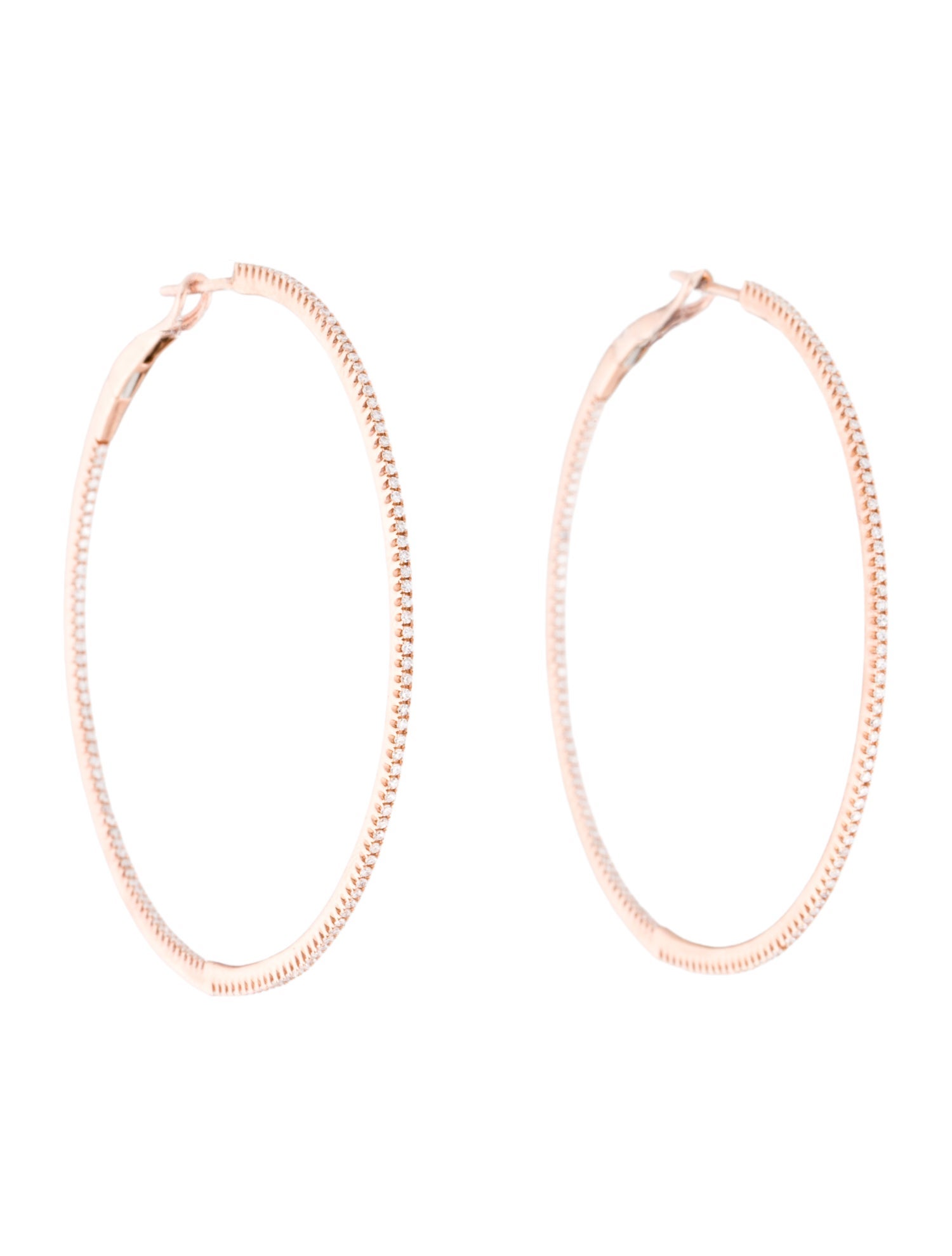 Earrings 14K Diamond Skinny Hoop
