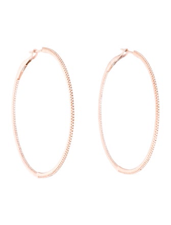 Earrings 14K Diamond Skinny Hoop Earrings