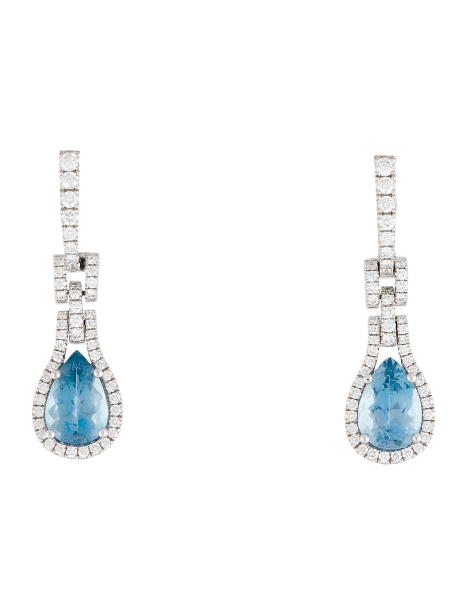Earrings Spark Creations 18K Aquamarine & Diamond Drop