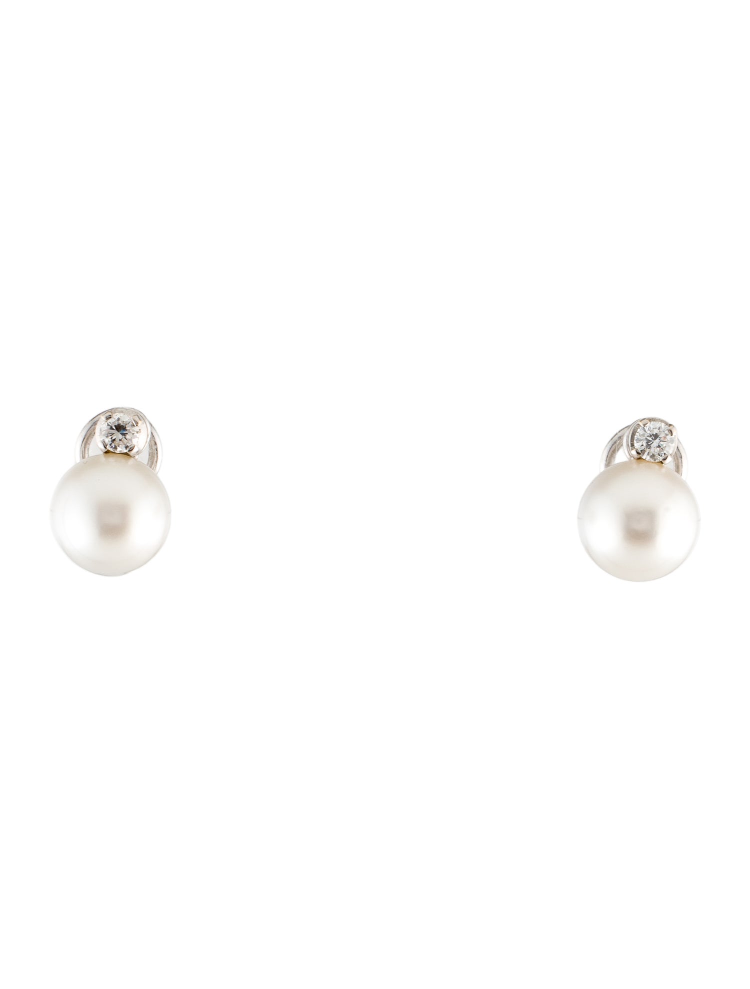 Earrings 18K Pearl & Diamond Earclips