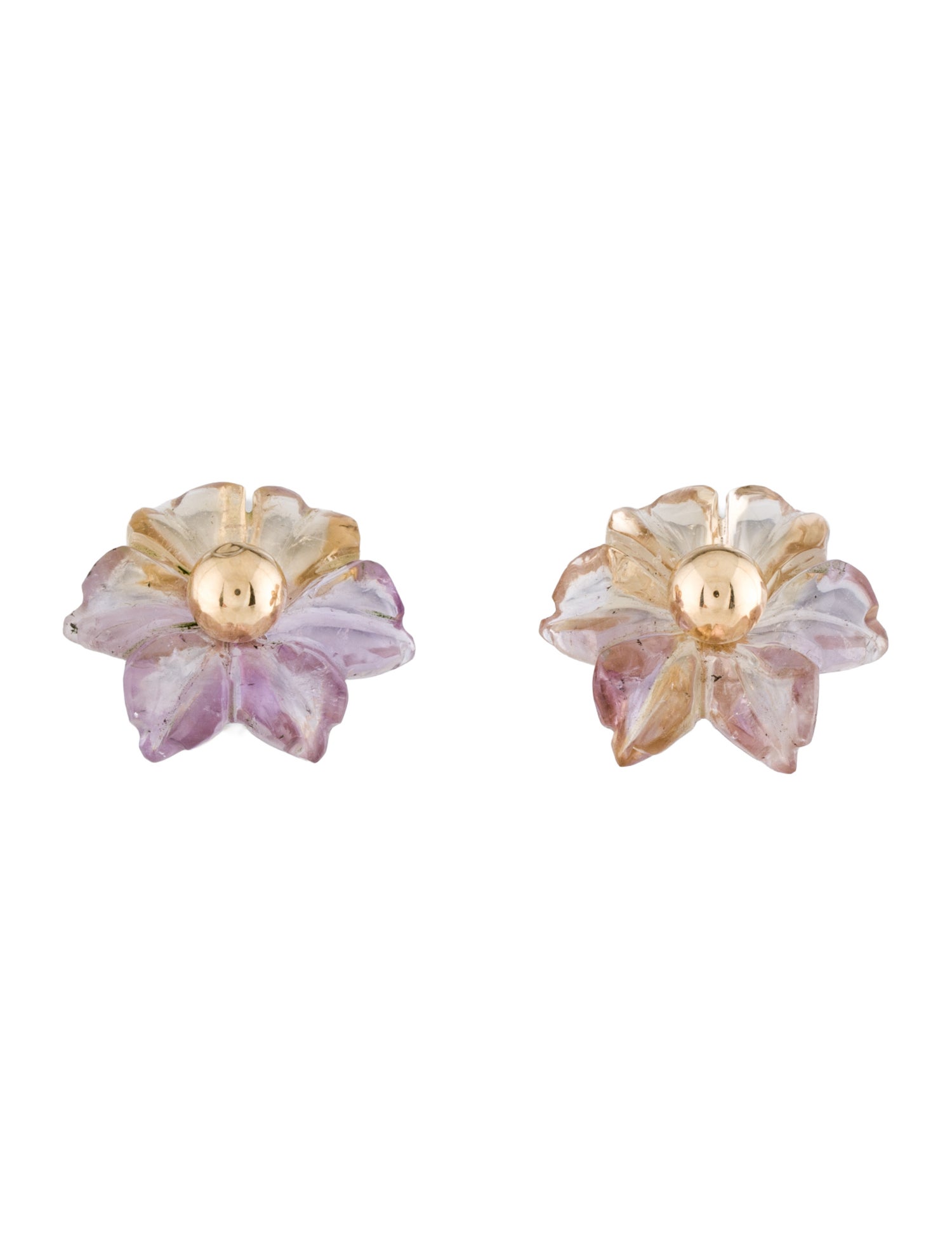 Earrings 14K Ametrine Convertible Flower Jacket Stud