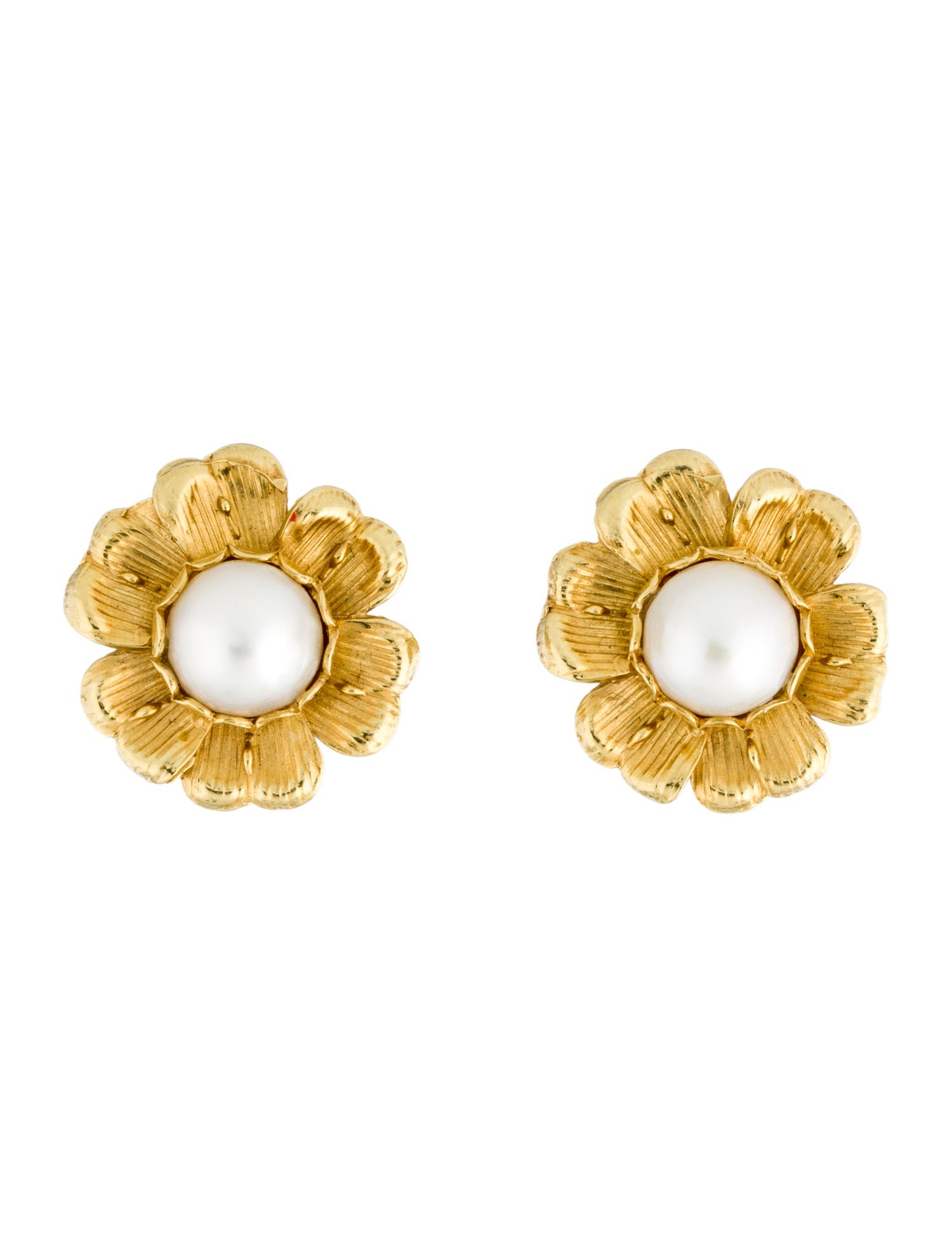 Earrings 18K Pearl Flower Clip-On