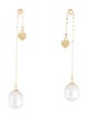 Earrings 18K Pearl & Heart Chain Drop Earrings