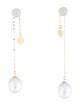Earrings 18K Pearl & Heart Chain Drop Earrings