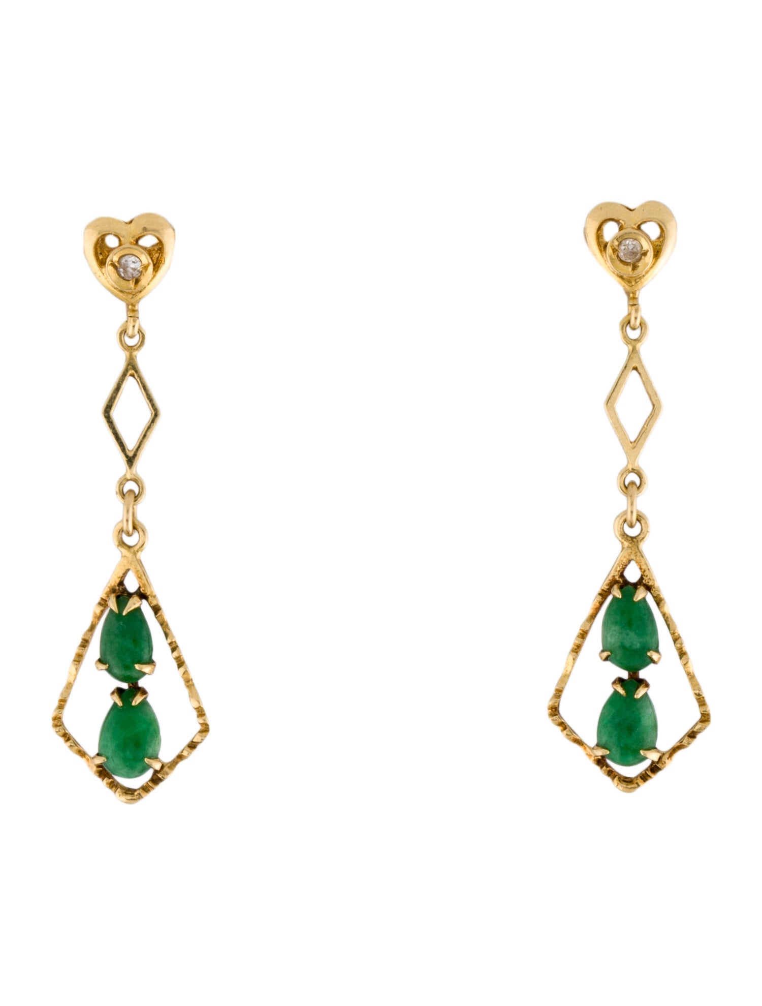 Earrings 18K Dyed Jadeite & Diamond Drop