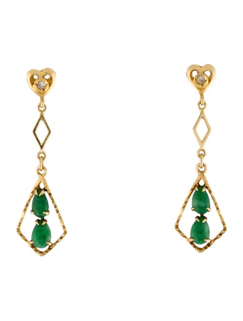 Earrings 18K Dyed Jadeite & Diamond Drop Earrings