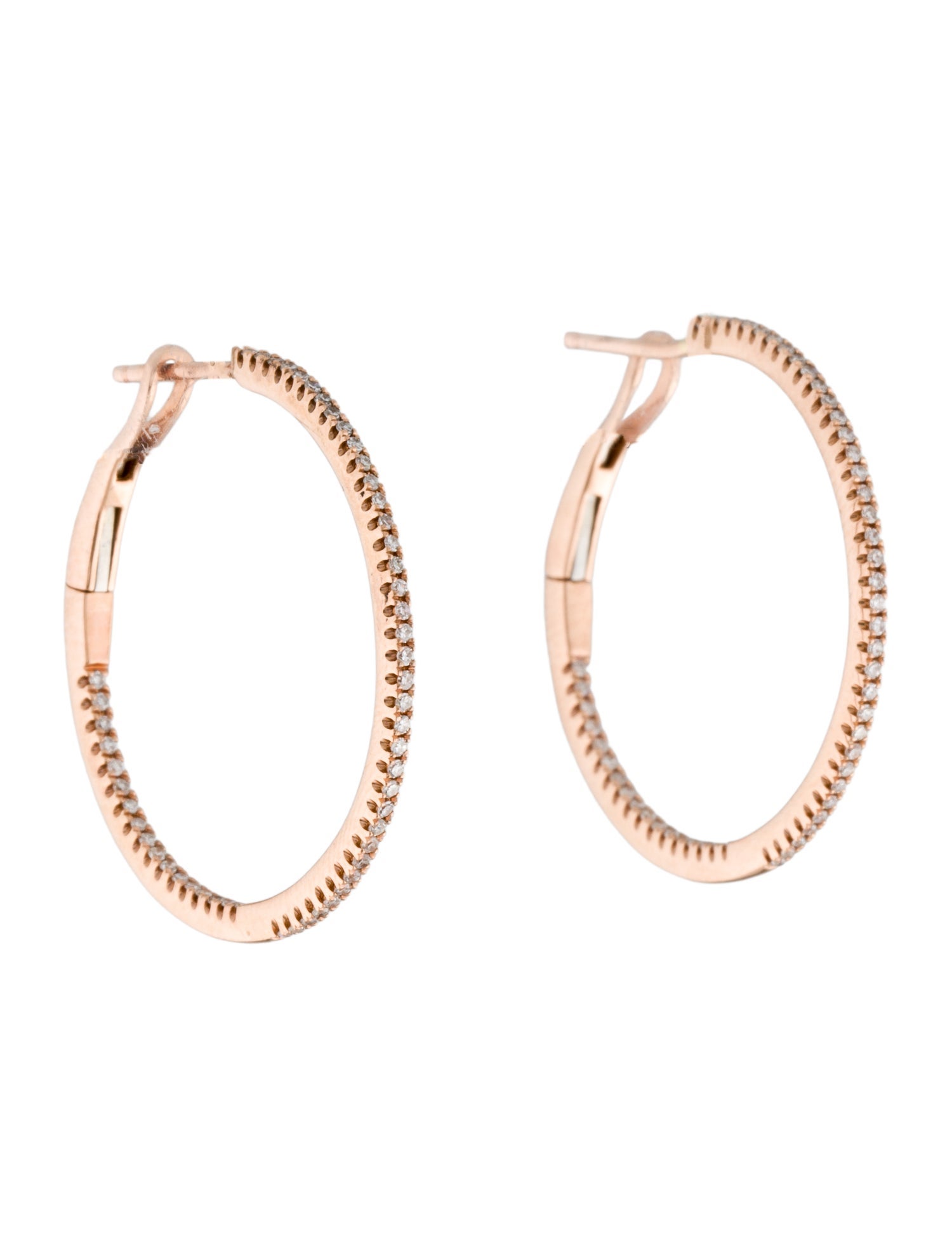 Earrings 14K Diamond Inside-Out Hoop w/ Tags