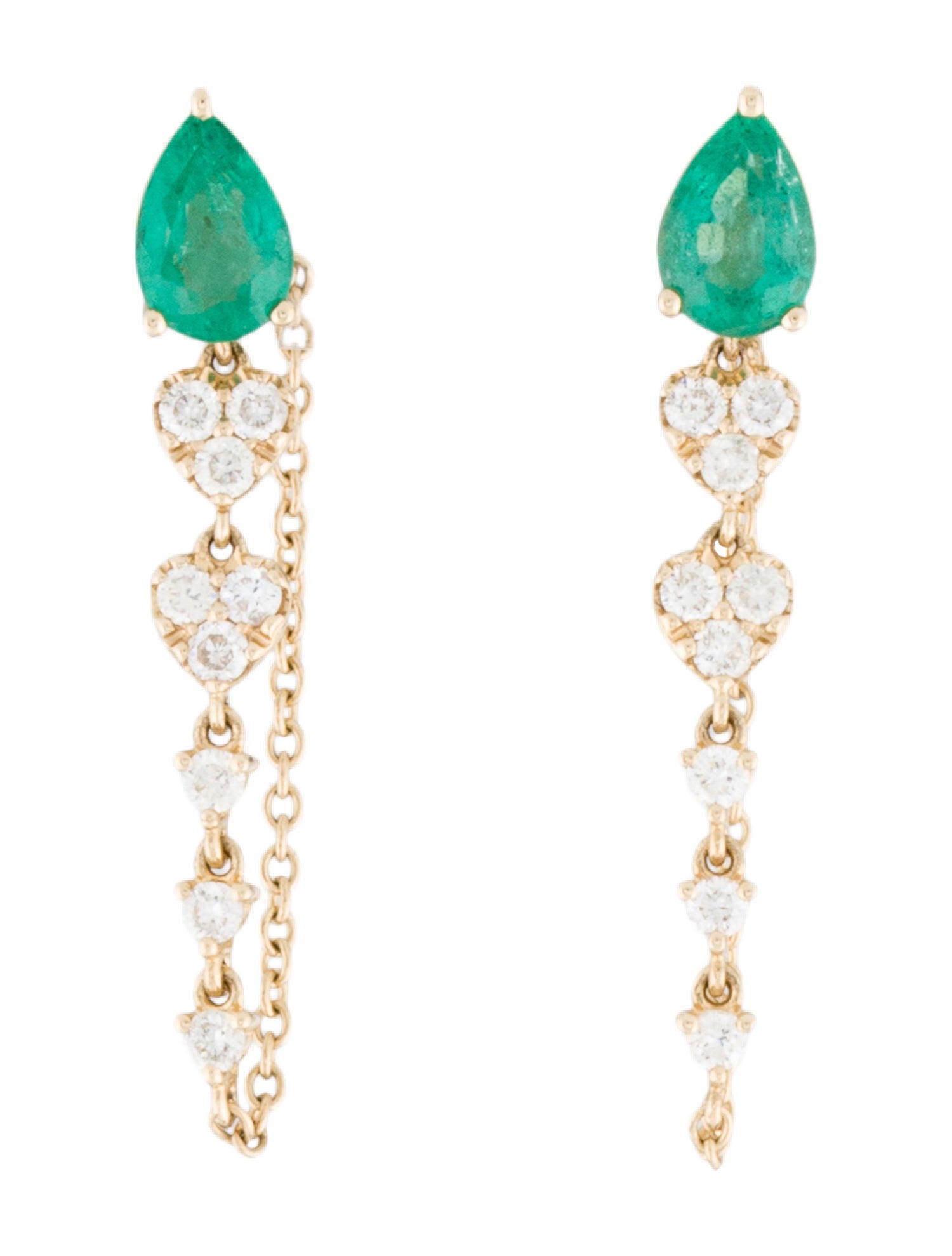 Earrings 14K Emerald & Diamond Hoop