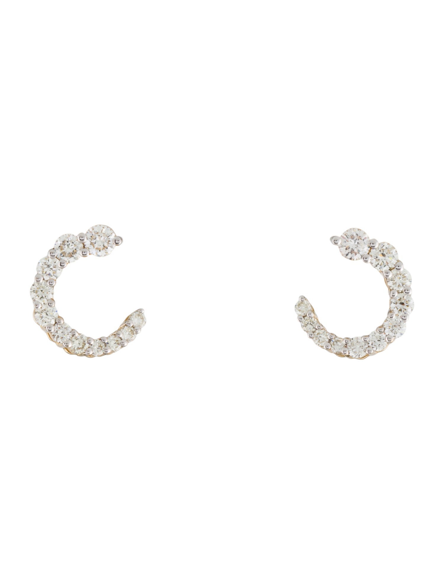 Earrings 14K Diamond Curved Stud w/ Tags