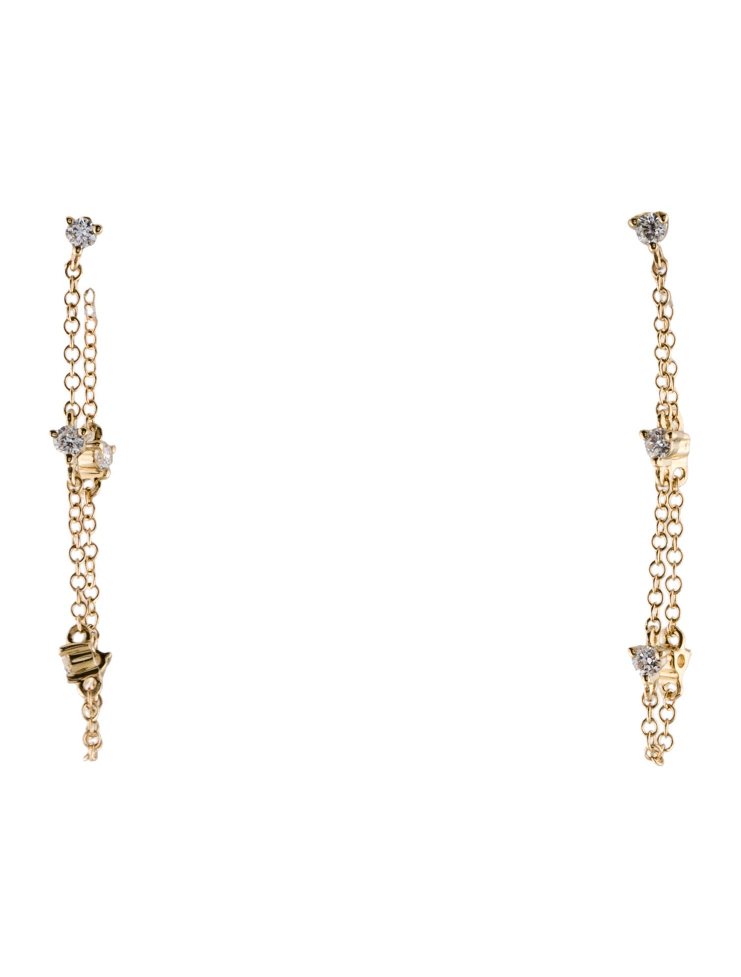 Earrings 14K Diamond Station Chain Drop Earrings