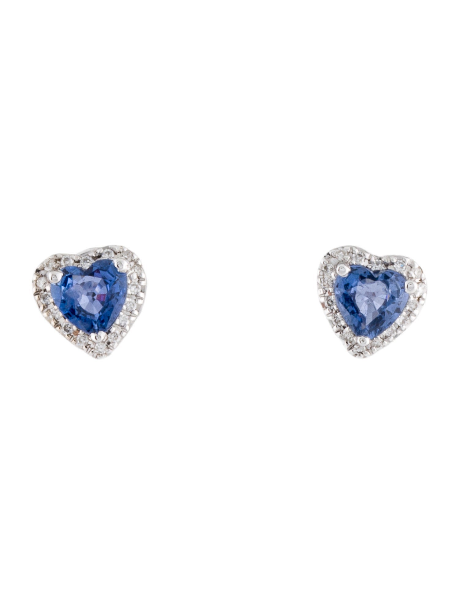 Earrings 14K Sapphire & Diamond Heart Stud