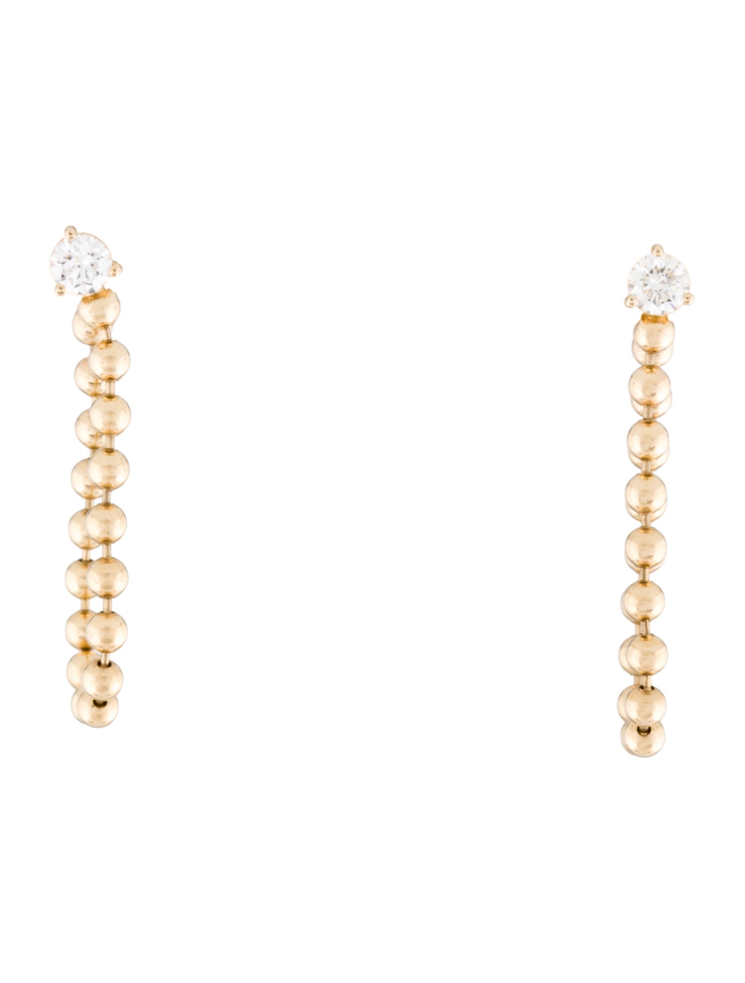 Earrings 14K Diamond Bead Chain Drop Earring