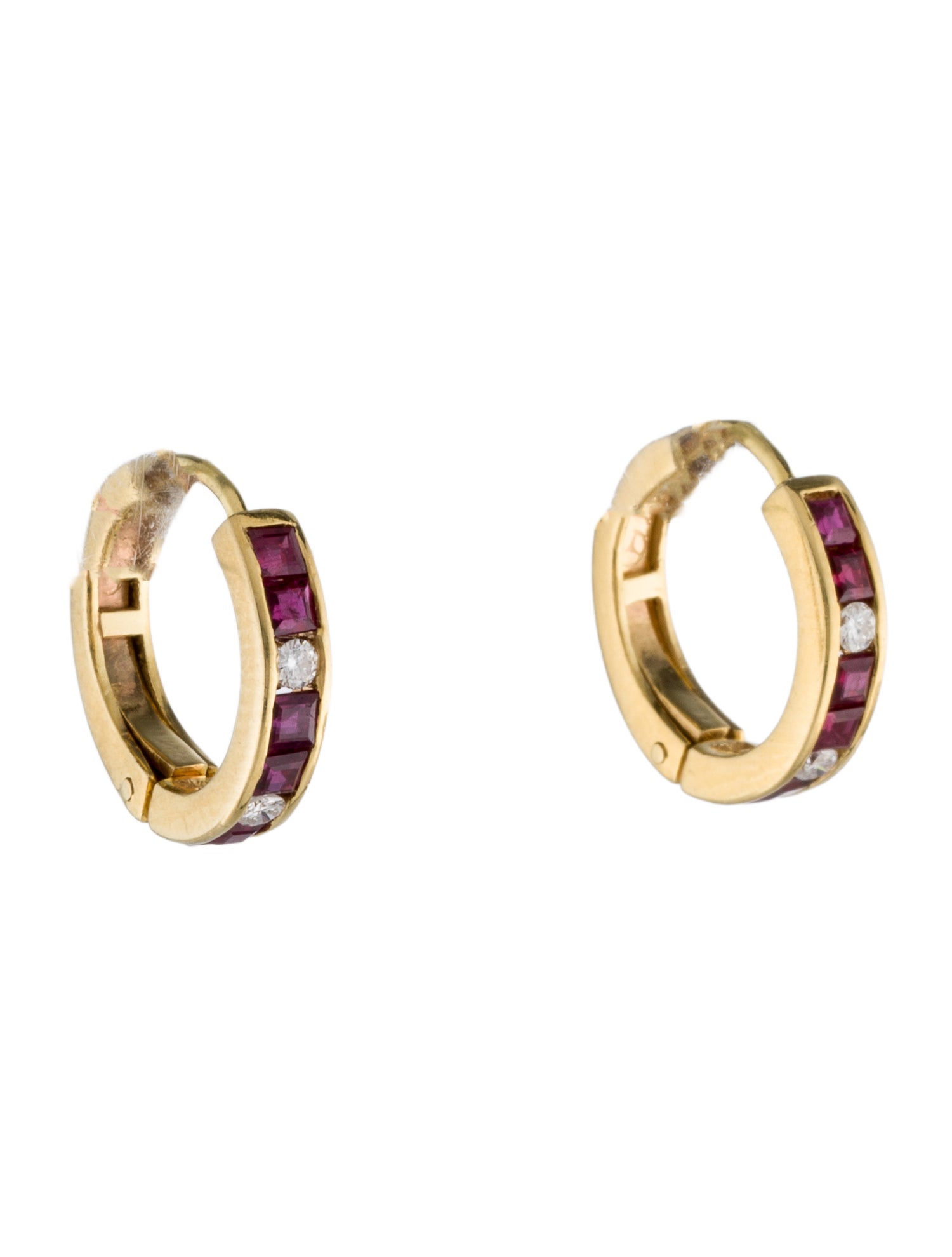 Earrings 18K Ruby & Diamond Hoop