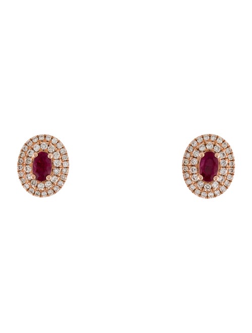 Earrings 14K Ruby & Diamonds Stud Earrings