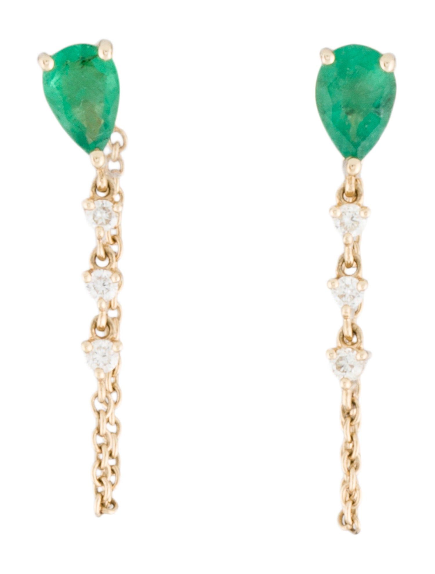 Earrings 14K Emerald & Diamond Hoop