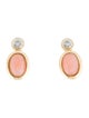 Earrings 14K Coral & Diamond Stud Earrings