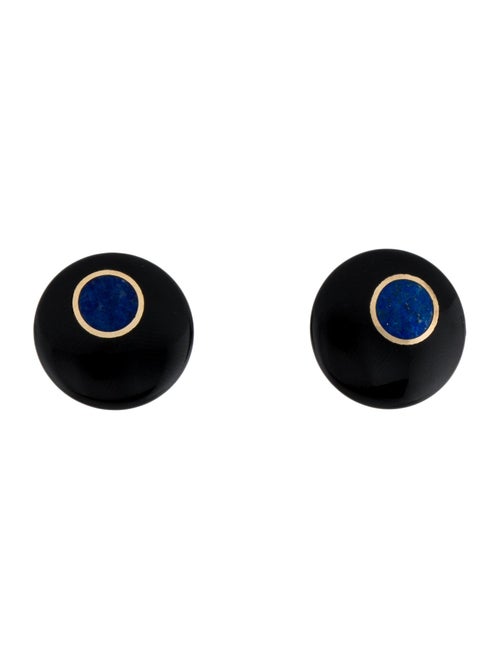 Earrings 14K Onyx & Lapis Lazuli Stud Earrings
