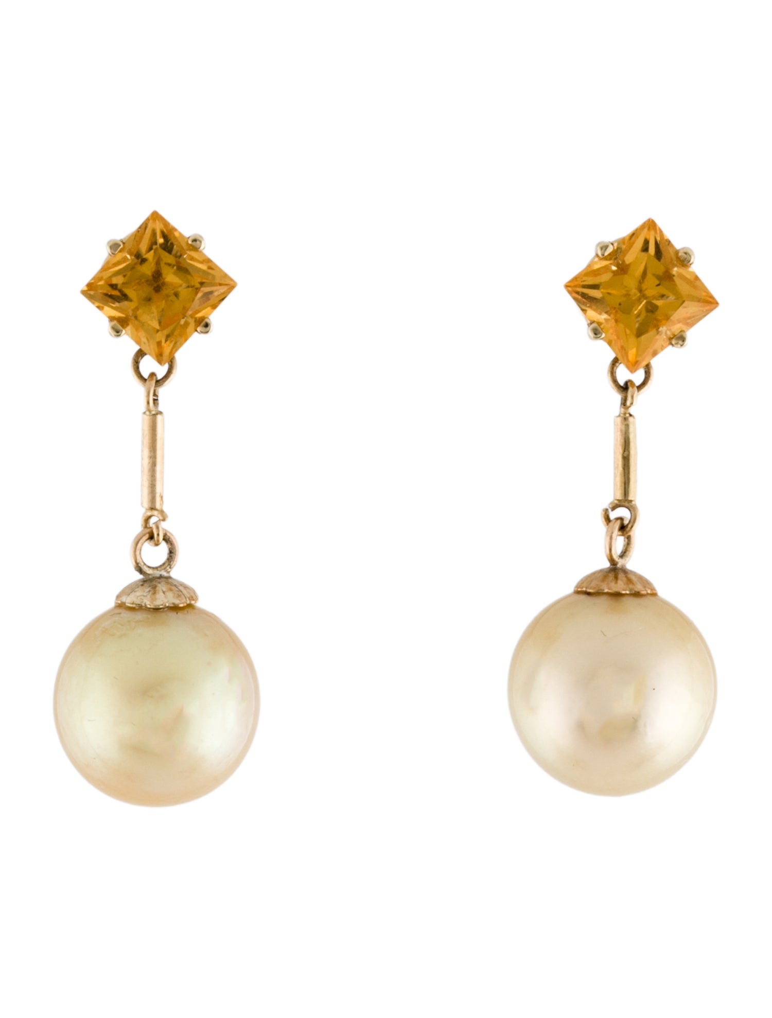 Earrings 14K Pearl & Citrine Drop