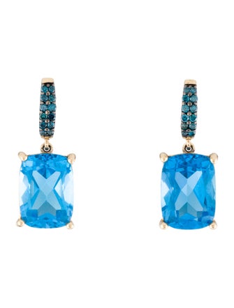 Earrings 14K Topaz & Diamond Drop Earrings