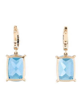 Earrings 14K Topaz & Diamond Drop Earrings