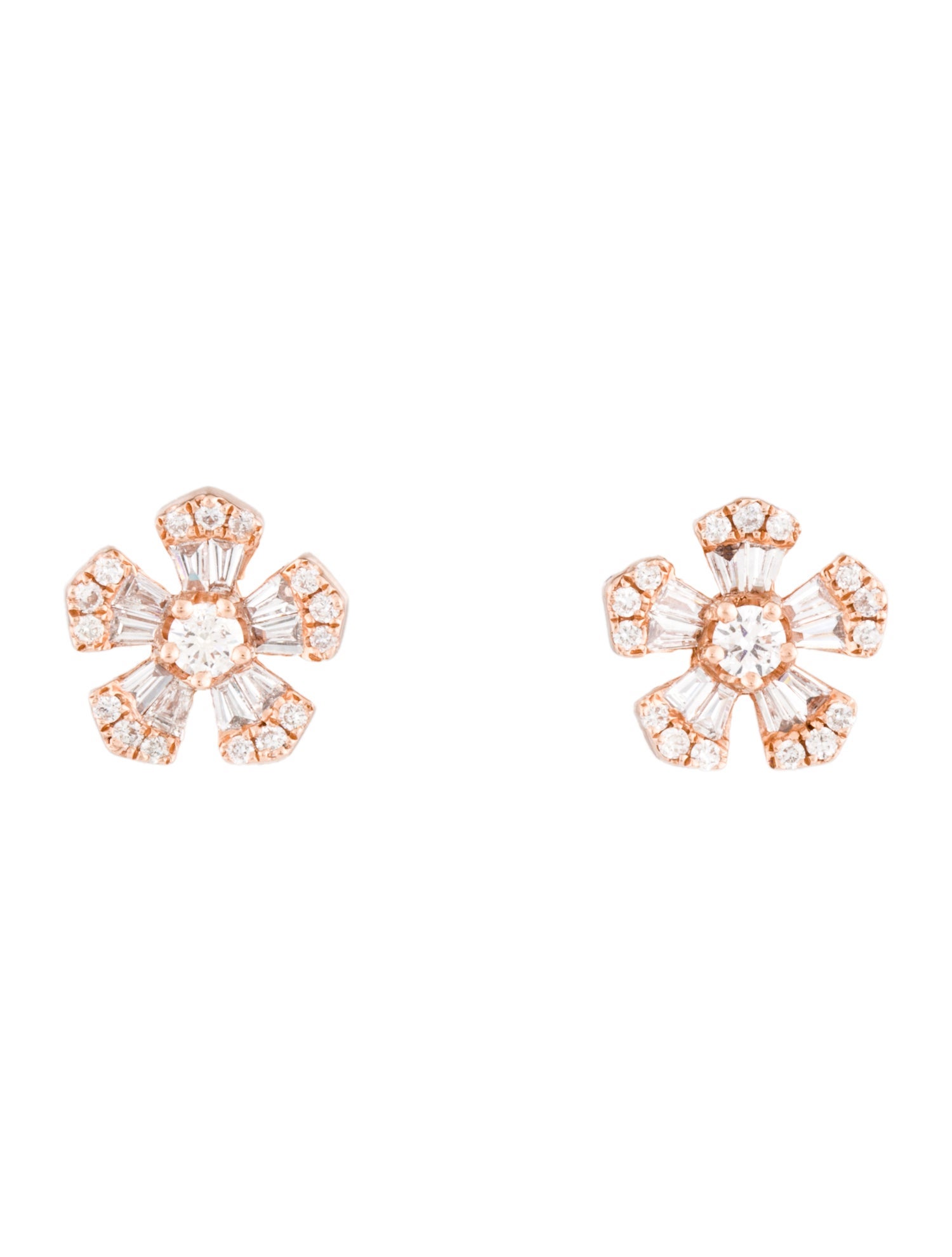 Earrings 14K Diamond Flower Stud