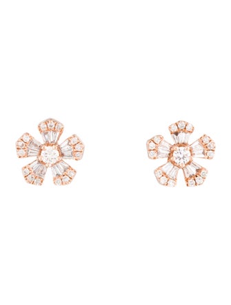 Earrings 14K Diamond Flower Stud Earrings