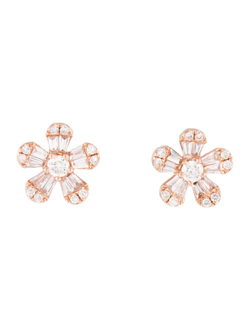 Earrings 14K Diamond Flower Stud Earrings