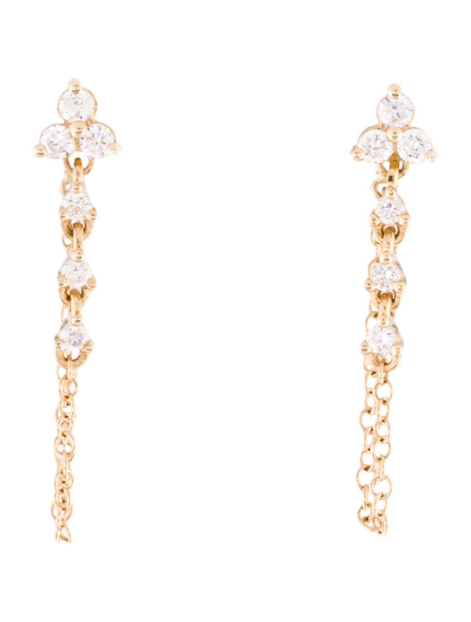 Earrings 14K Diamond Chain Drop
