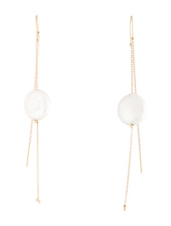 Earrings 14K Pearl & Diamond Threader Earrings
