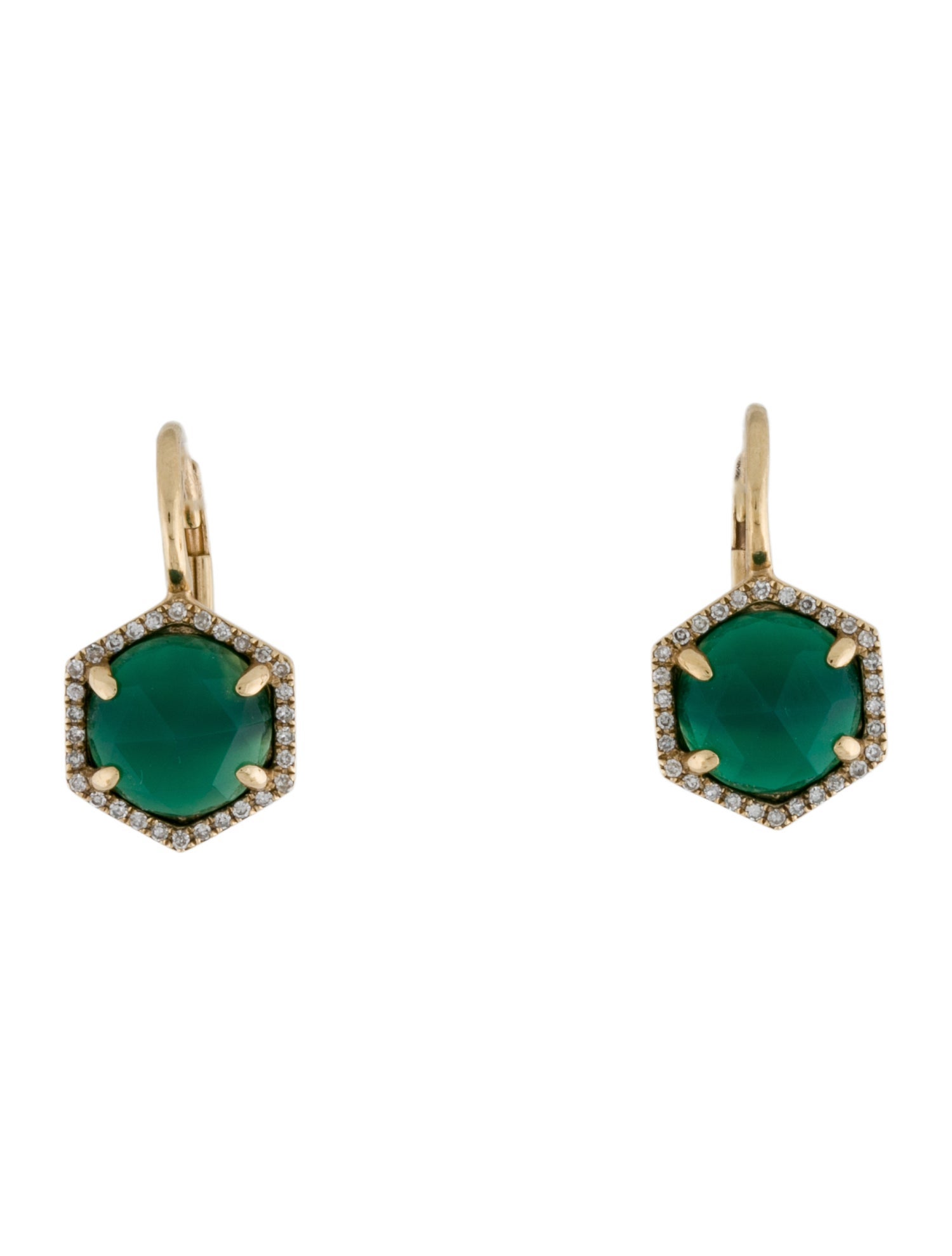 Earrings 14K Dyed Chalcedony & Diamond Earclips