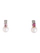 Earrings 14K Tourmaline, Diamond, & Pearl Drop Earrings