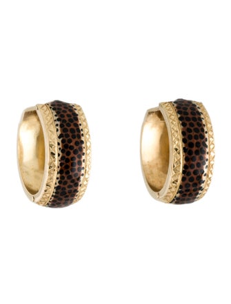 Earrings 14K Leopard Print Enamel Hoop Earrings