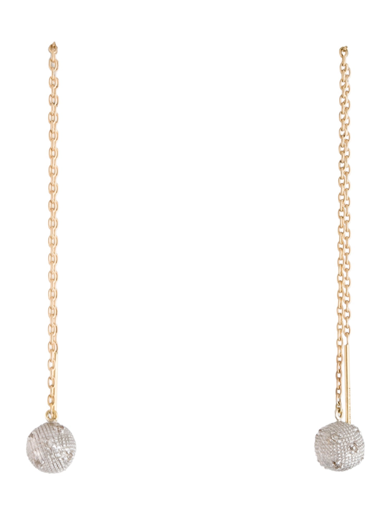 Earrings 14K Diamond Ball Threader Drop