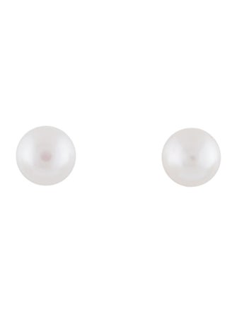Earrings 18K Pearl Button Stud Earrings