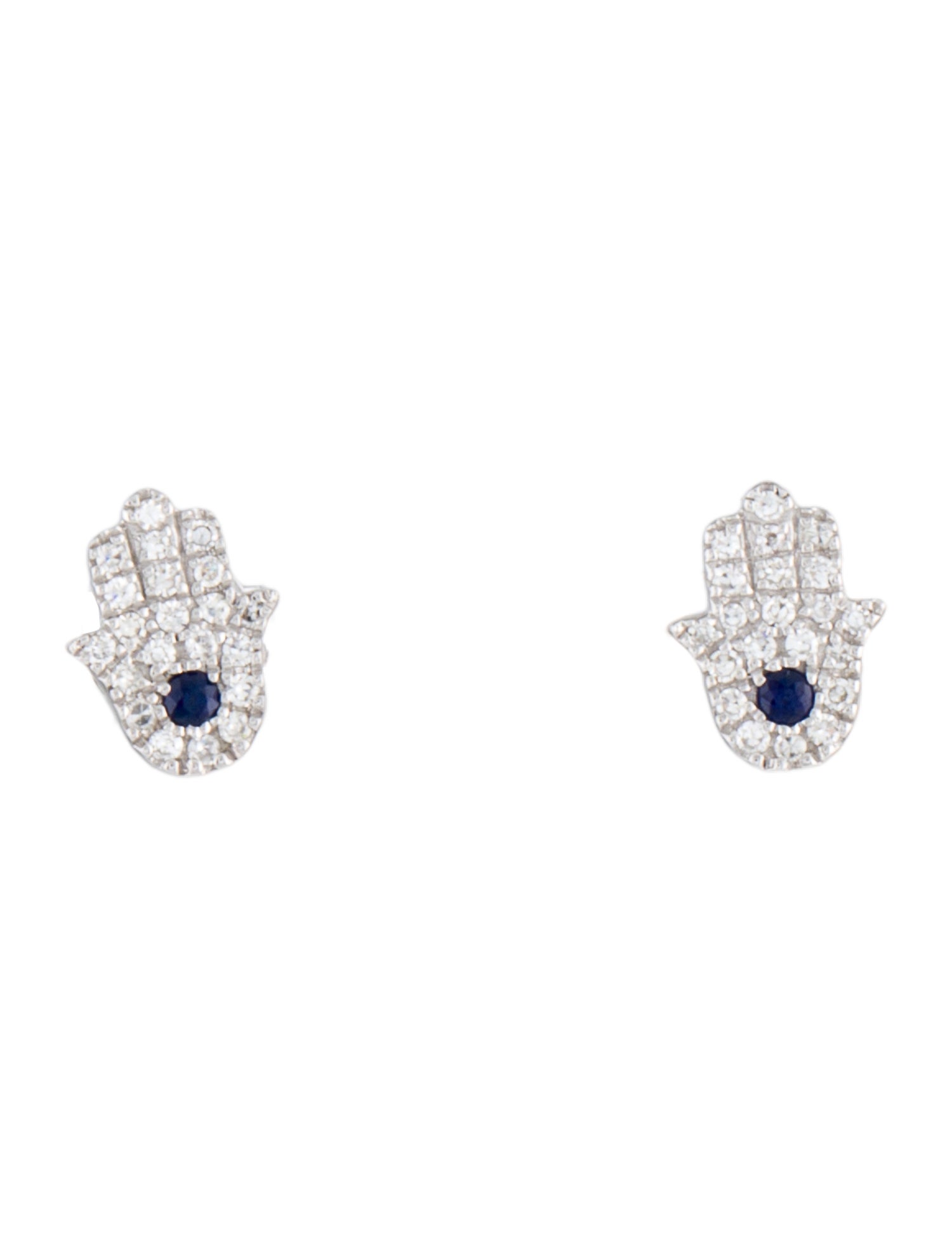 Earrings 14K Sapphire & Diamond Evil Eye Stud