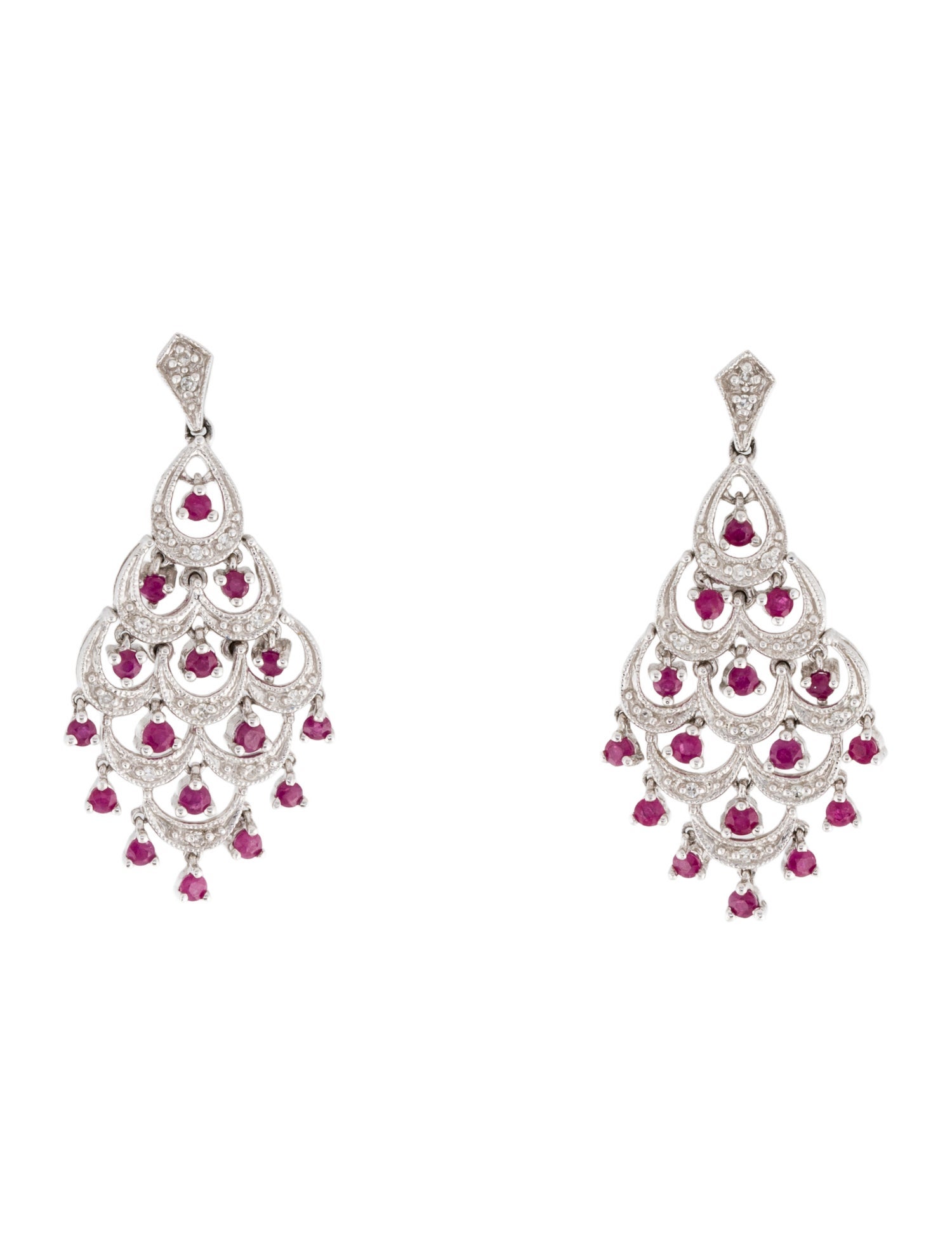 Earrings 14K Ruby & Diamond Chandelier