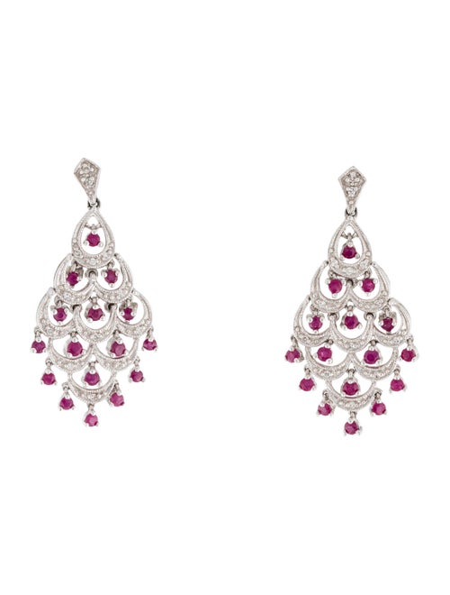 Earrings 14K Ruby & Diamond Chandelier Earrings