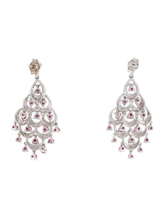 Earrings 14K Ruby & Diamond Chandelier Earrings