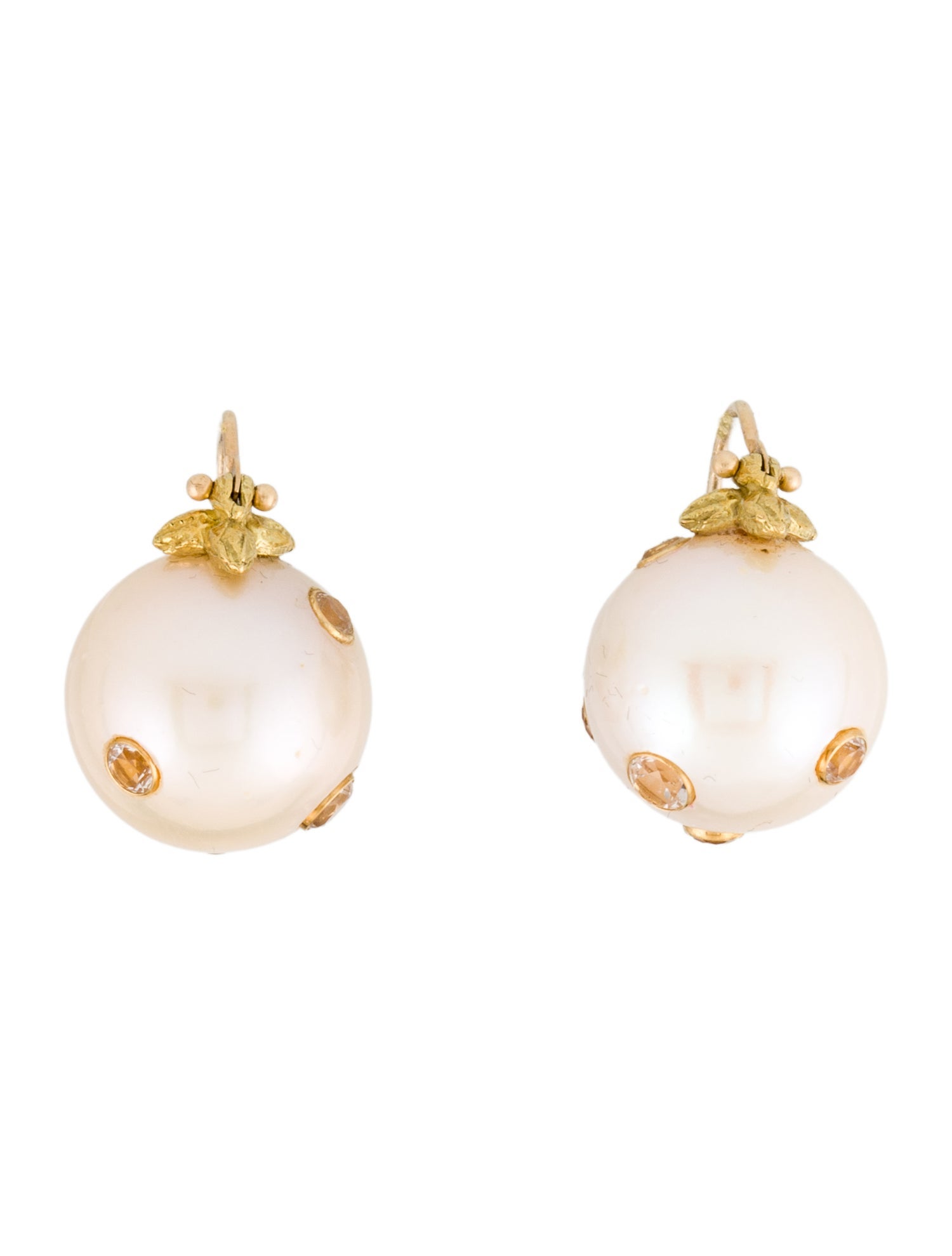 Earrings 18K Pearl & Sapphire Drop