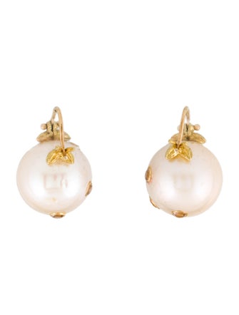 Earrings 18K Pearl & Sapphire Drop Earrings
