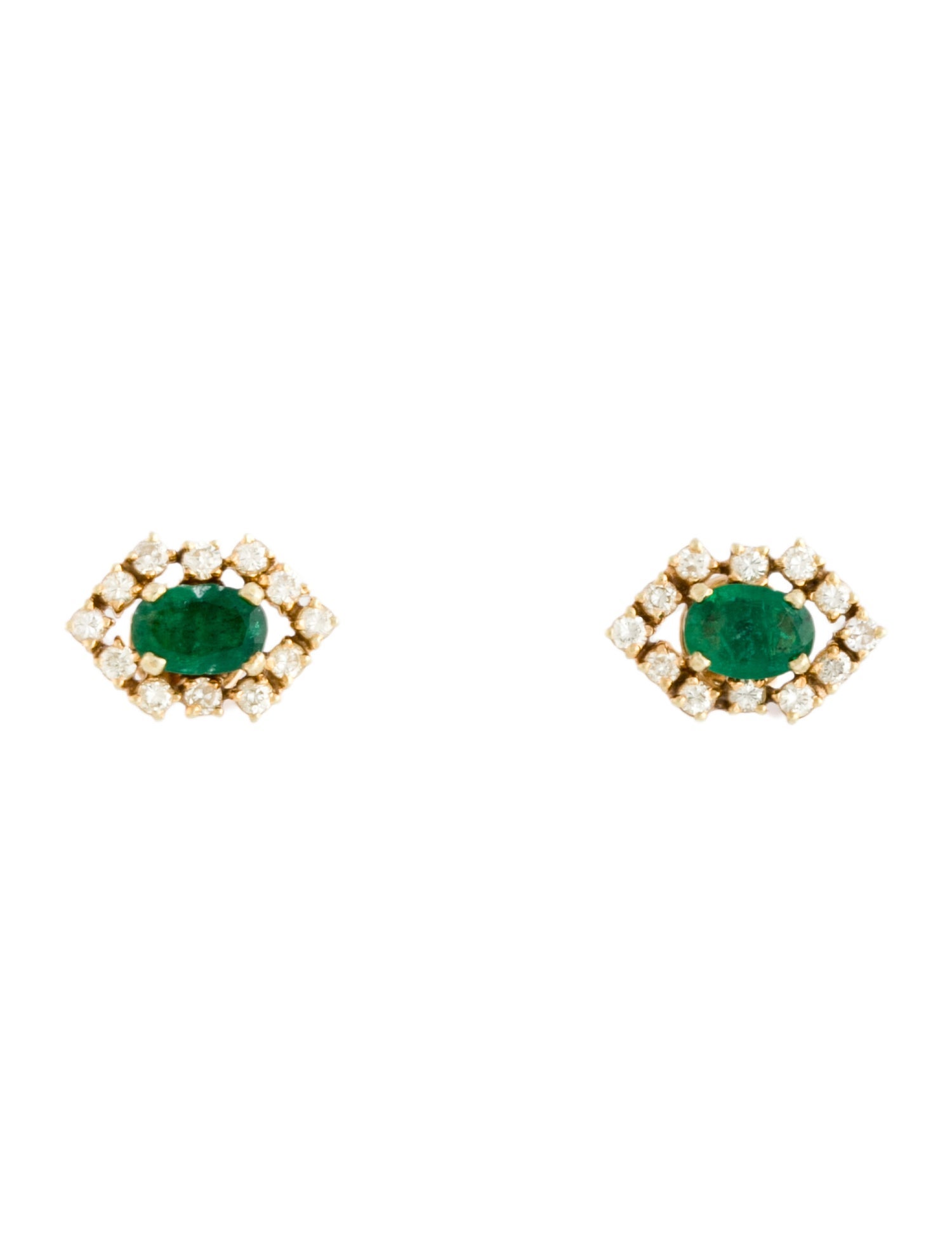 Earrings 14K Emerald & Diamond Stud