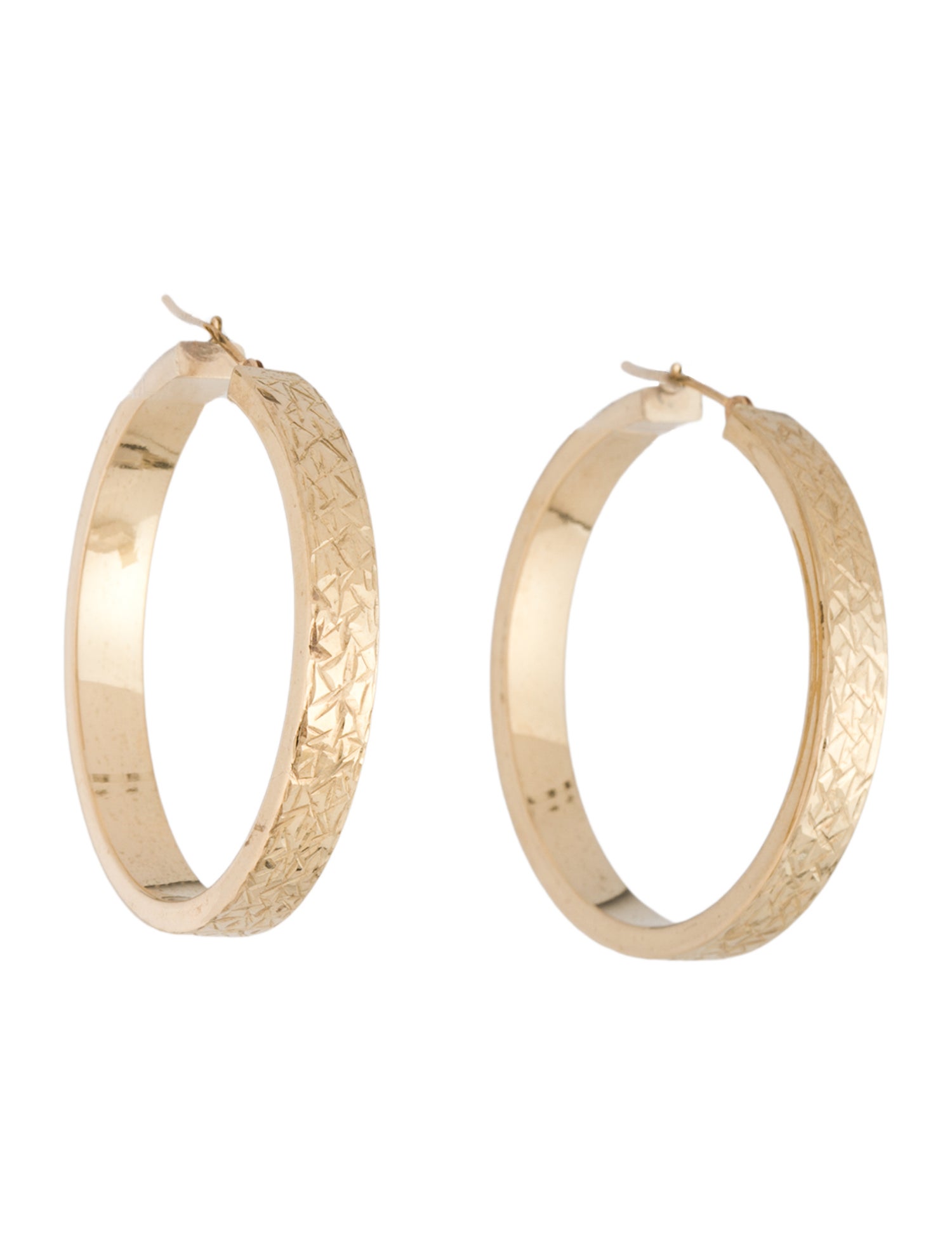 Earrings 10K Textured Hollow Hoop