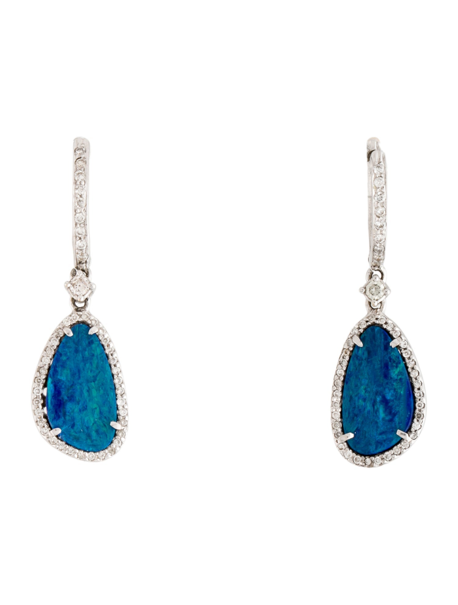 Earrings 18K Opal Doublet & Diamond Drop