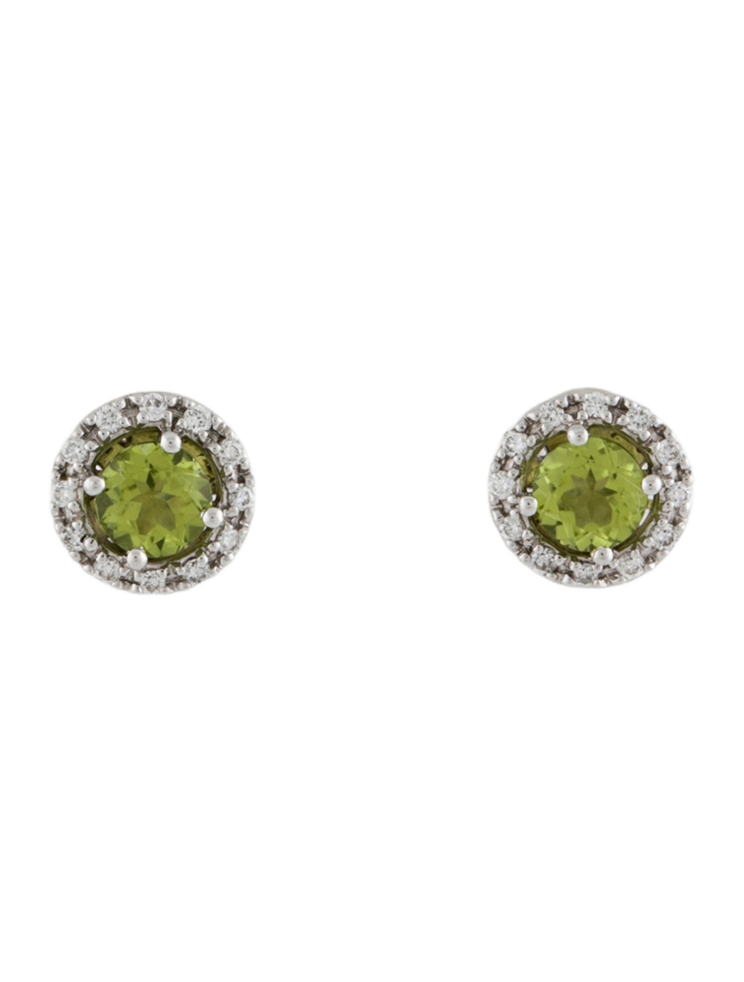 Earrings 14K Peridot & Diamond Stud