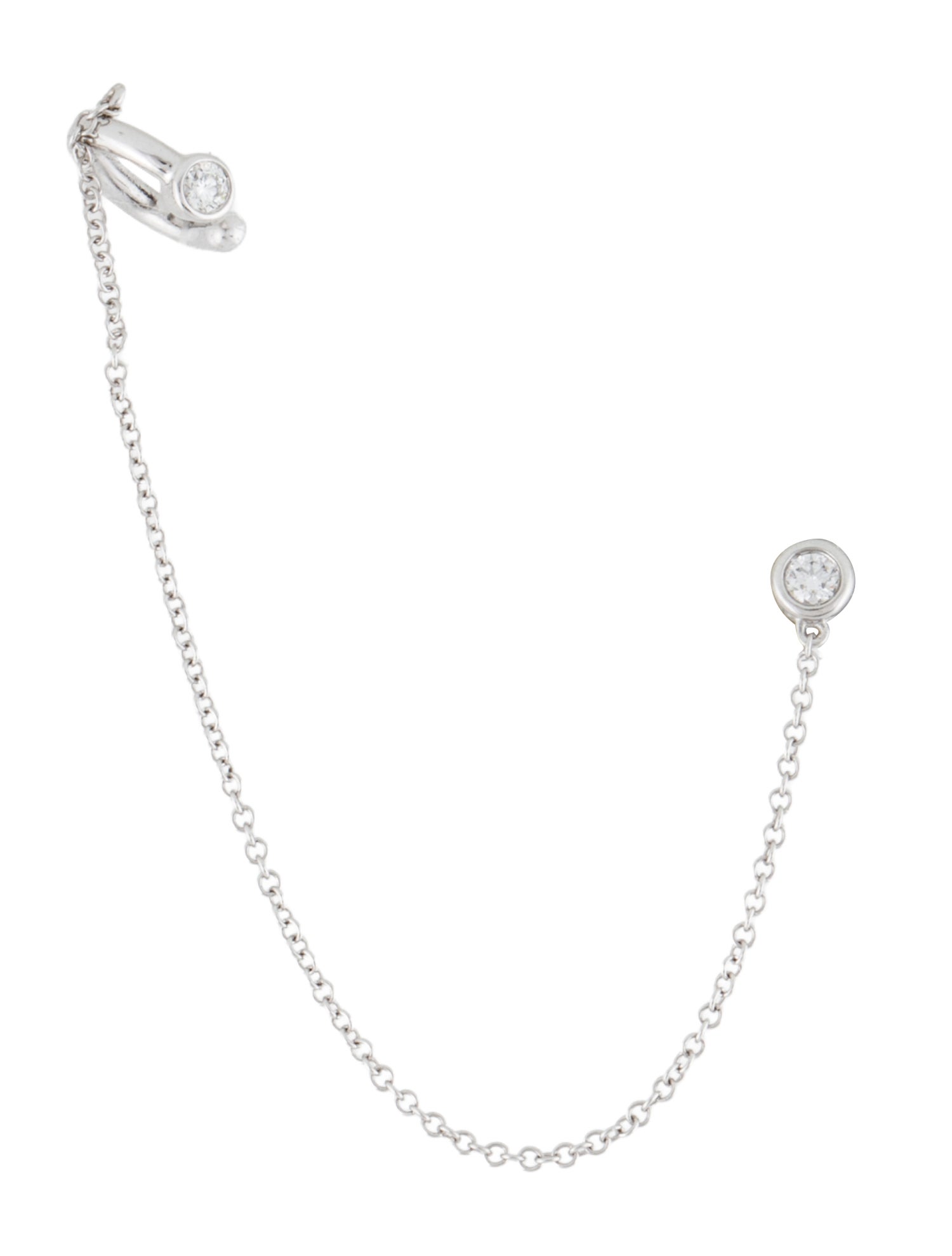 Earrings 14K Diamond Chain Drop Single Ear Cuff