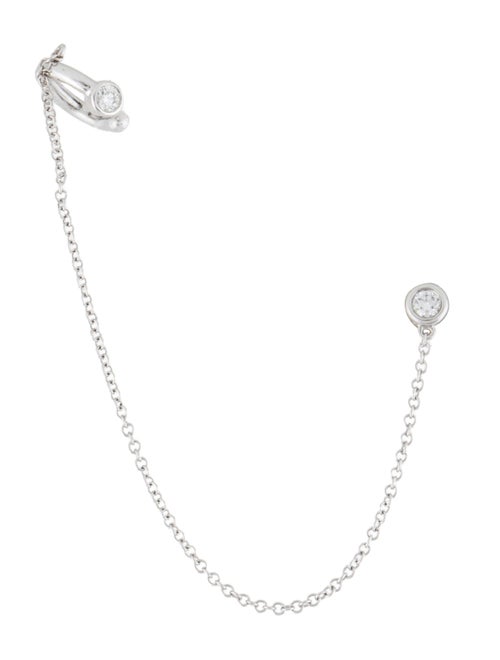 Earrings 14K Diamond Chain Drop Single Ear Cuff