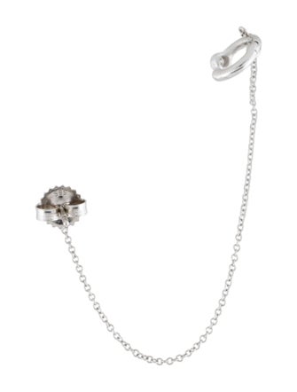 Earrings 14K Diamond Chain Drop Single Ear Cuff